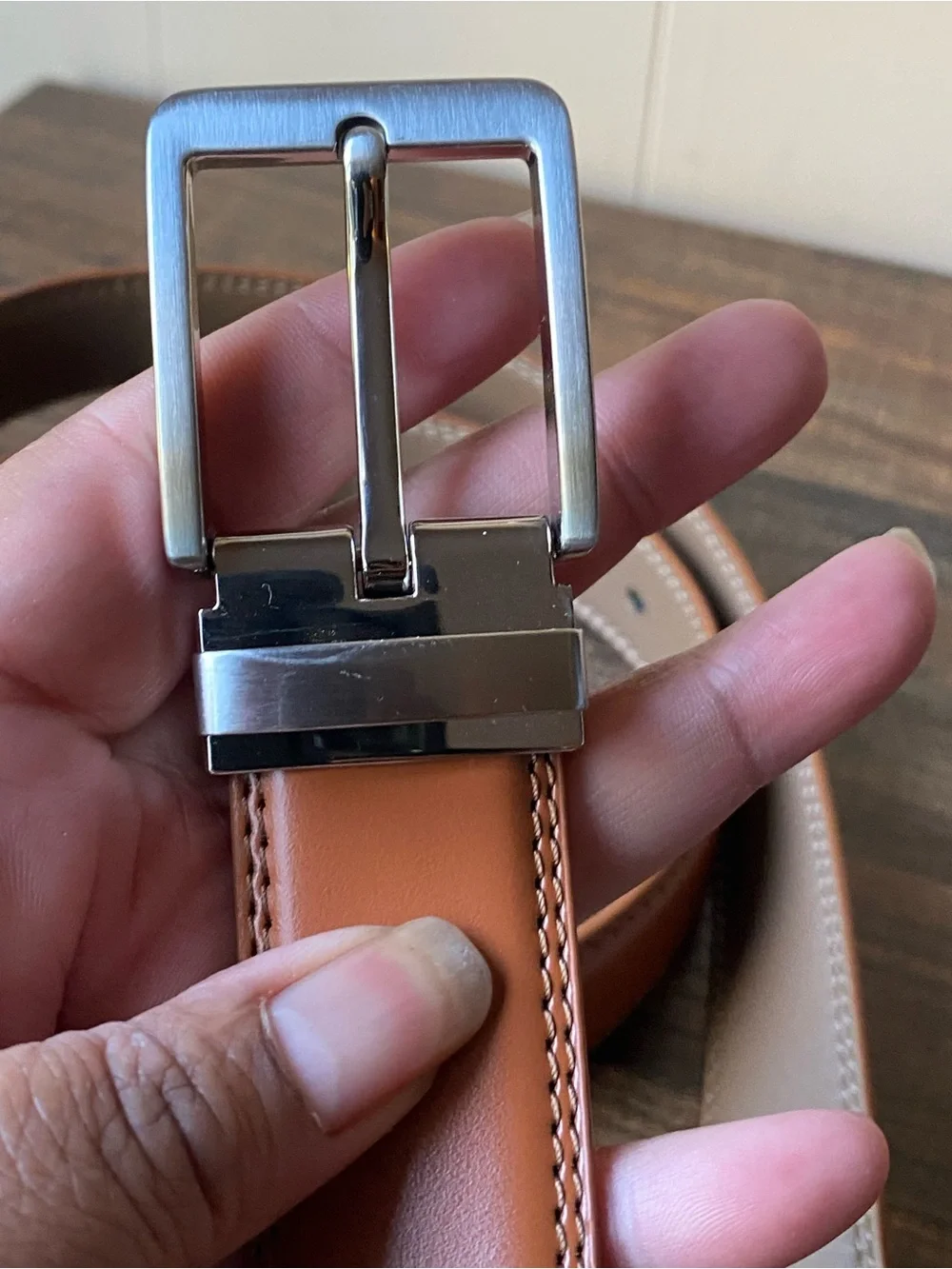 Cognac Leather Belt, 38”